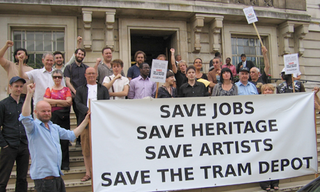 Clapton Tram Sheds demonstration outside Hackney Town Hall last year