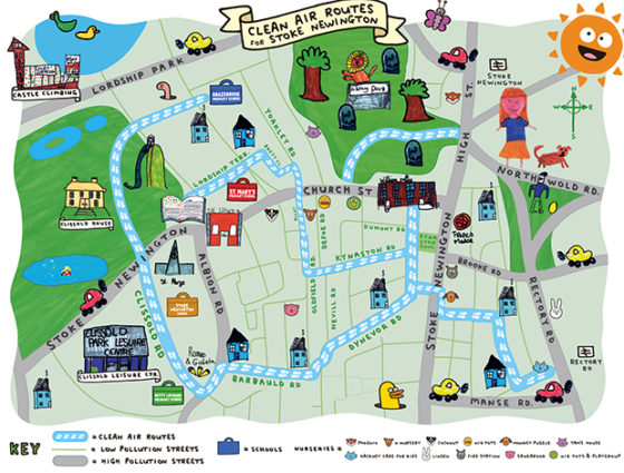 Stoke Newington schoolkids create ‘iconic’ map of low-pollution walks ...