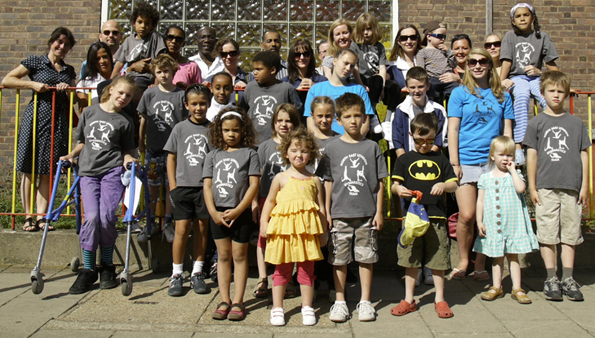 Members of the North East London Gymnastics Club outside the Zoom Around building