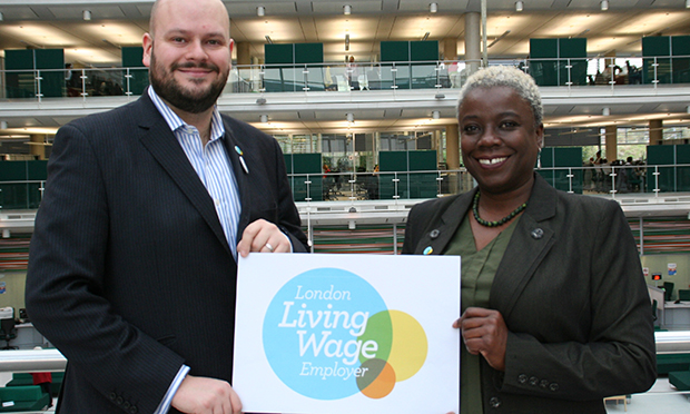 Do as they do: Philip Glanville with Councillor Carole Williams highlighting the wage issue
